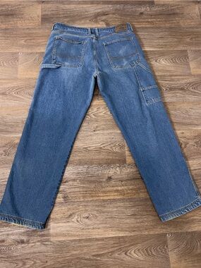 SMITH Signature Light Blue Denim Jeans with Tan Leather Patch/A376